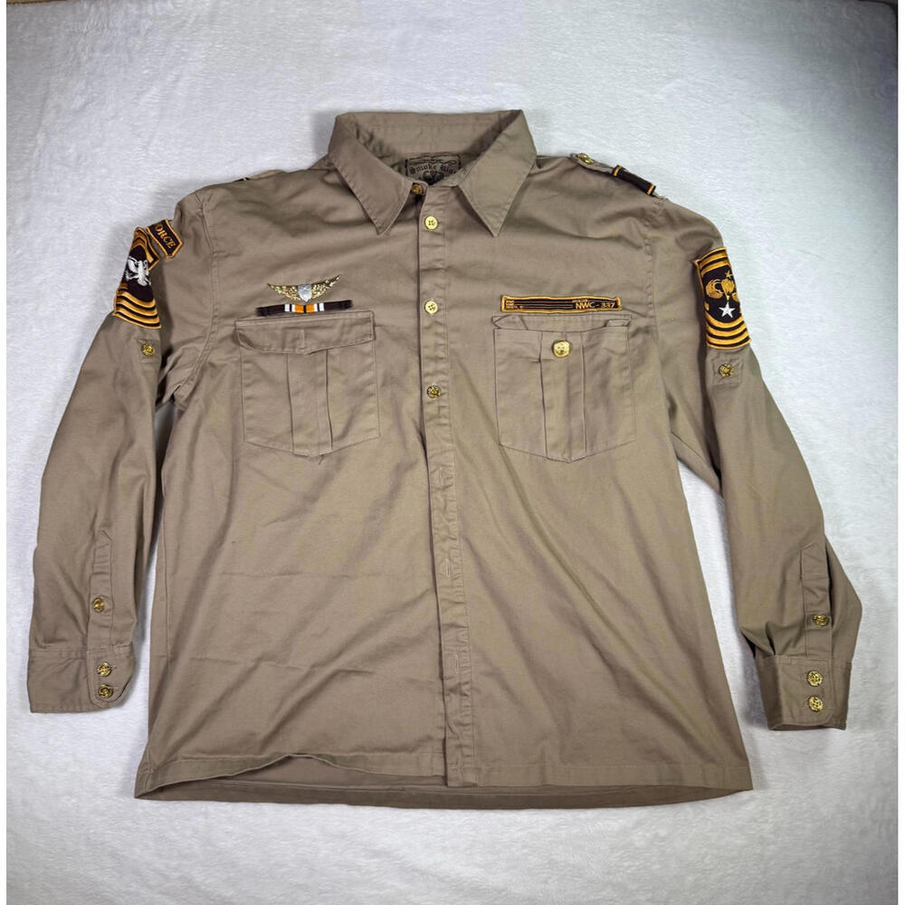 Smoke Rise‎ Special Force Military Patch Shirt Khaki Button Down 3XL
